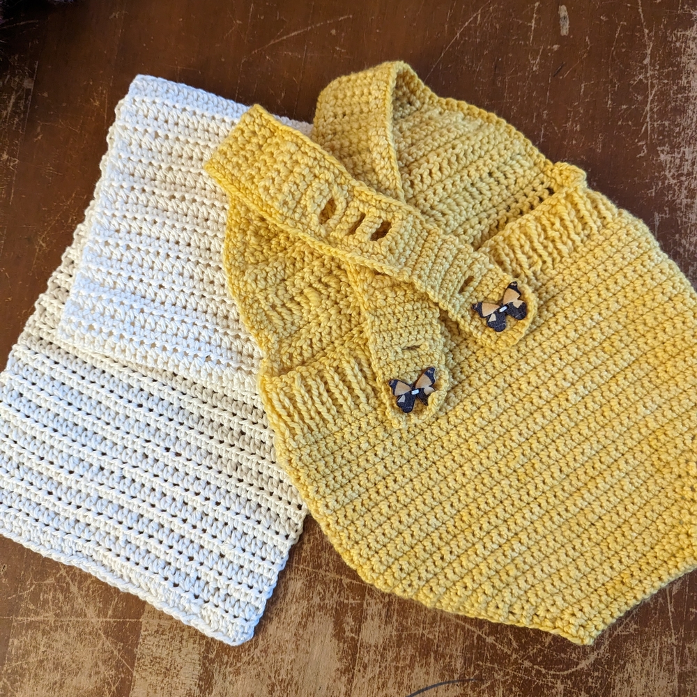 Handmade Yellow and White Crochet Baby Outfit
